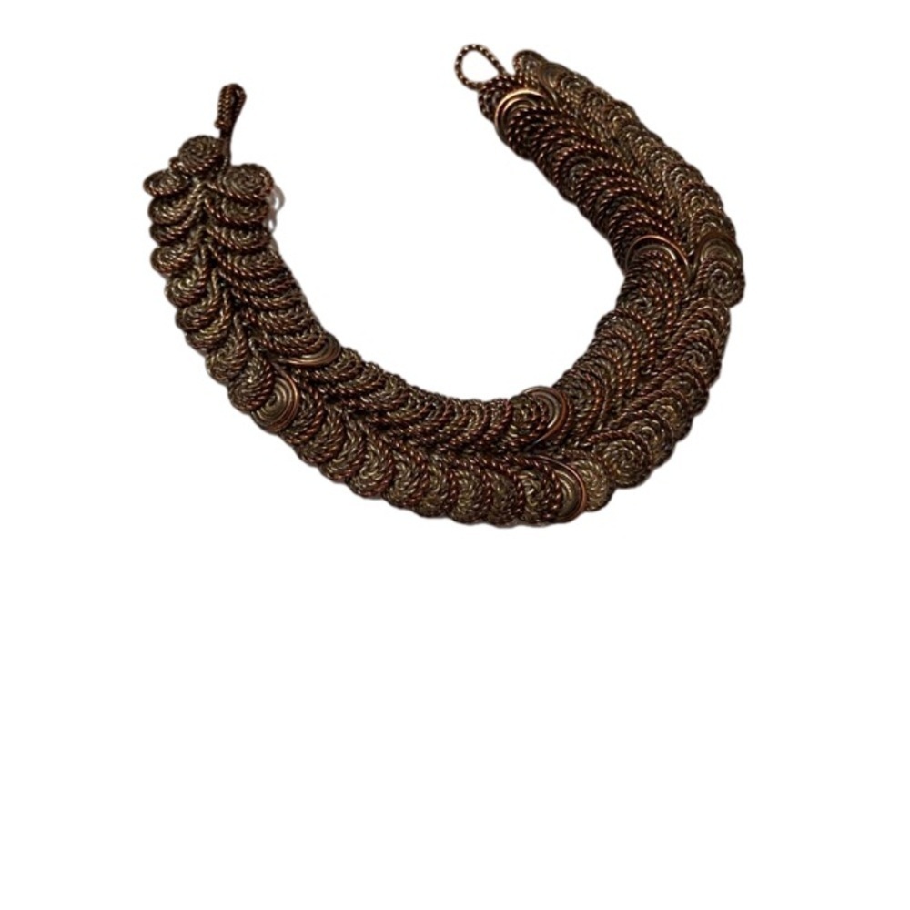Antique Artisan Twisted Rolled Braided Victorian Wire Bracelet 7.5 Inches